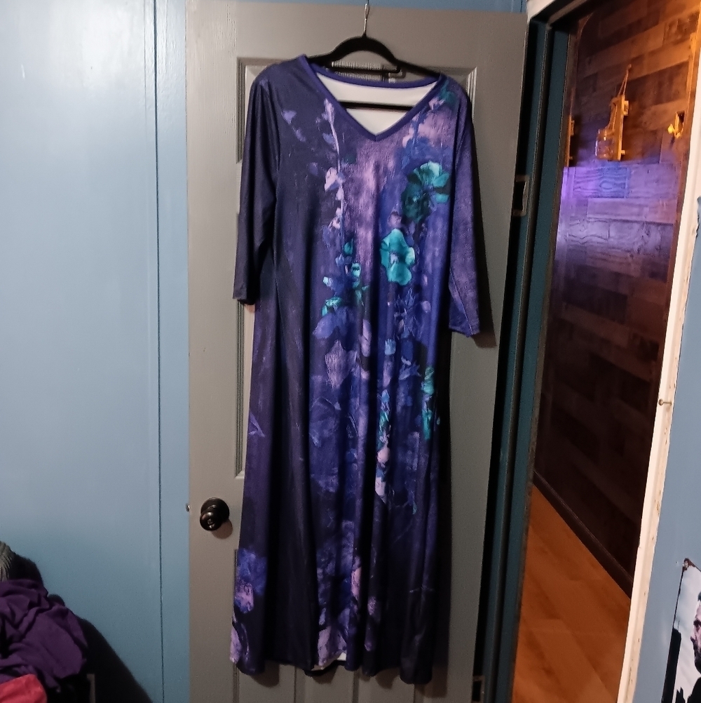 Elegant Purple Floral Dress NWOT